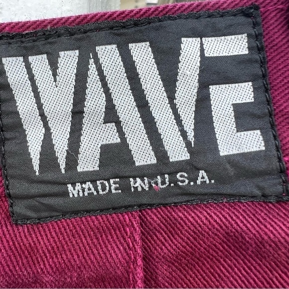Vintage WAVE Button Front Denim Mini Skirt Women’s Size Medium Burgundy USA Made - Picture 6 of 8